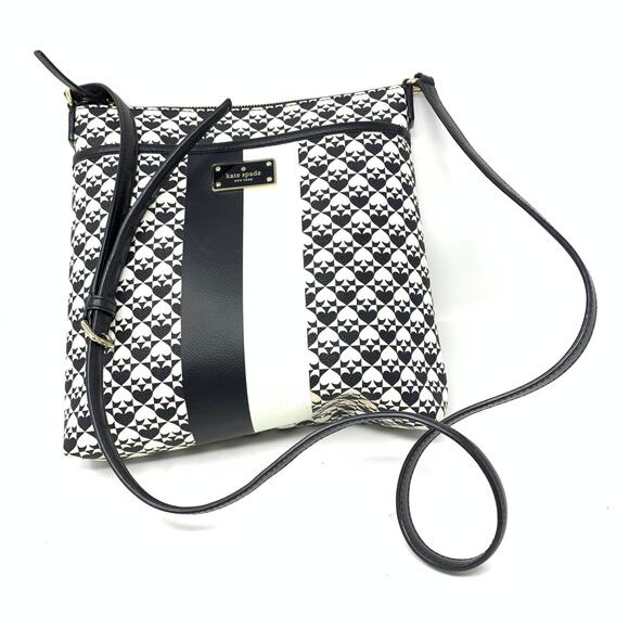 Kate Spade Penn Place Keisha Crossbody Bag Jacquard Black White - Picture 1 of 9